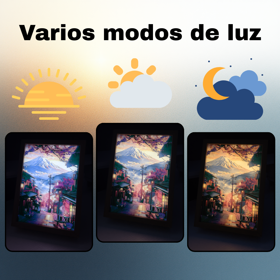 Cuadro decorativo Monte Fuji con Luz