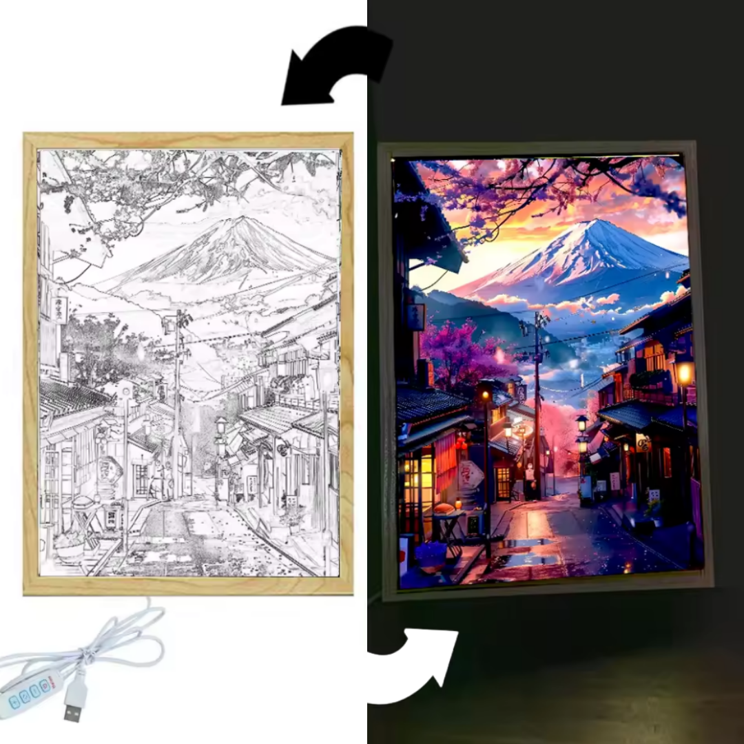 Cuadro decorativo Monte Fuji con Luz